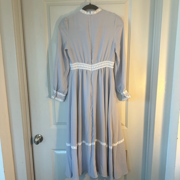 Vintage Lolita  Coquette Grey and White Lace Trim Tea Dress, size Small - Picture 2 of 8